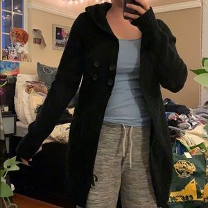 Black hooded sweater